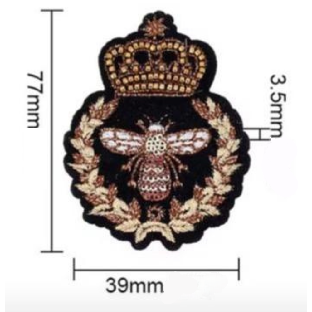 Écusson Thermocollant Abeille Couronne