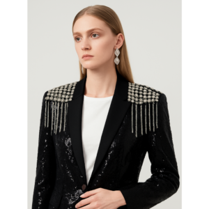 Épaulettes Strass à Franges Argent