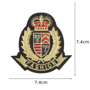 Écusson Thermocollant Royal Couronne – Patch Brodé Blason Héraldique Noir Or Rouge