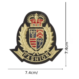 Écusson Thermocollant Royal Couronne – Patch Brodé Blason Héraldique Noir Or Rouge