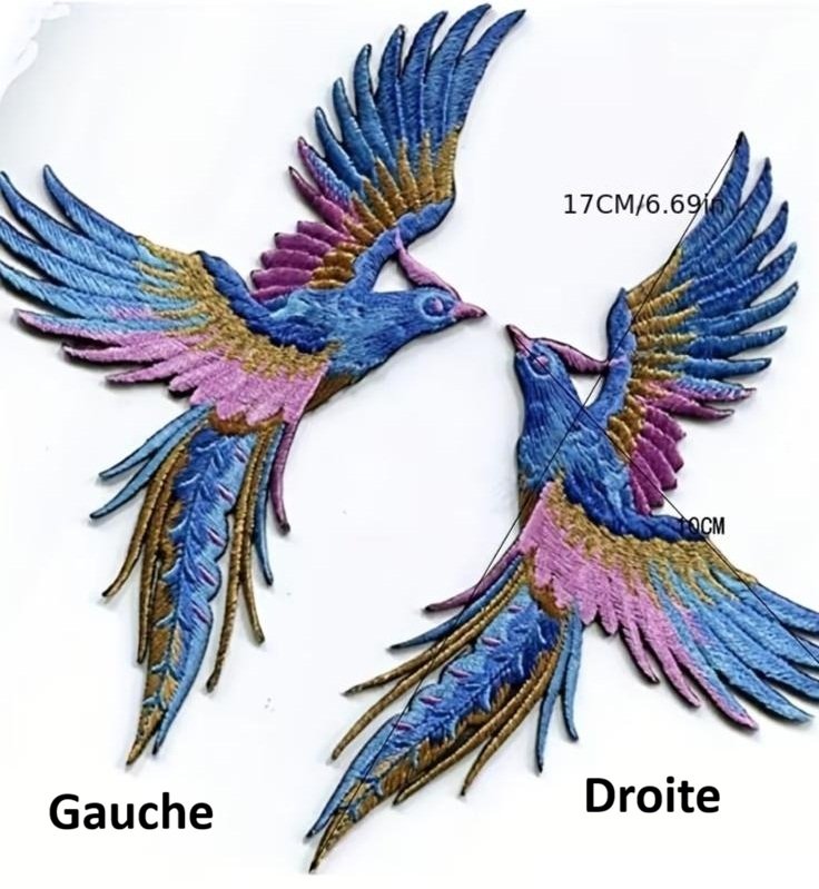 Écusson thermocollant oiseau brodé