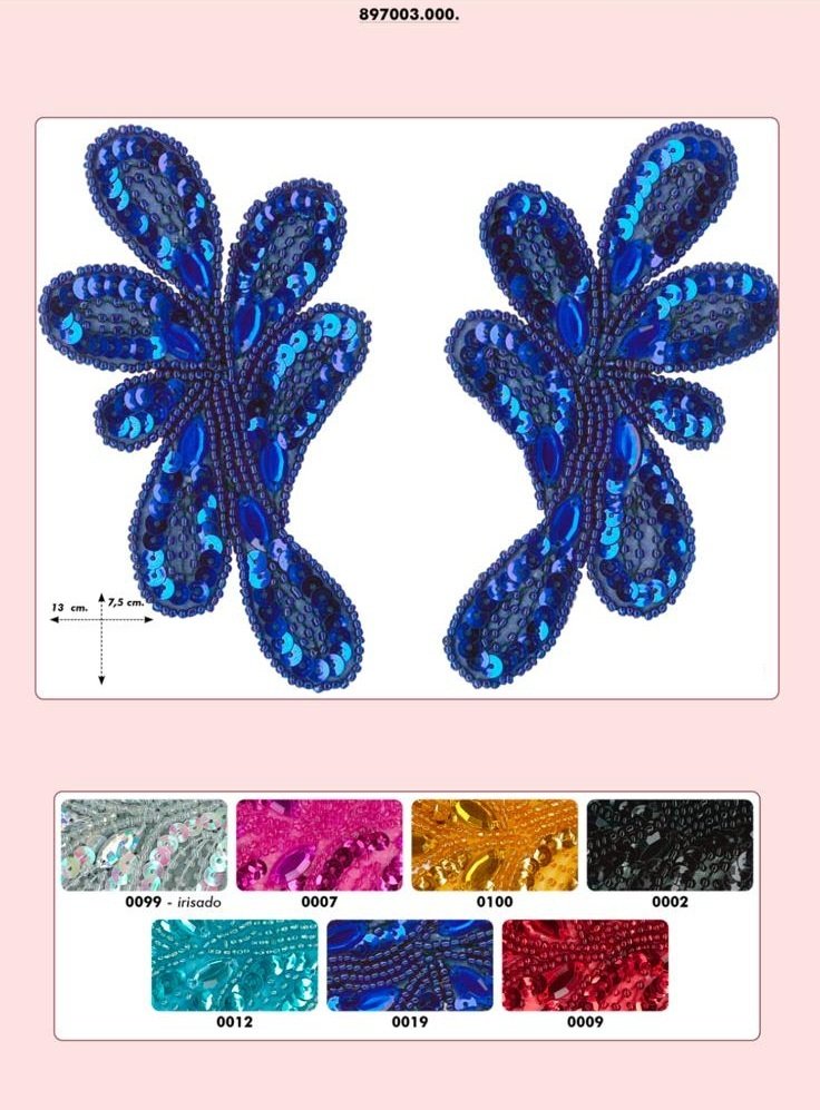 Applique STRASS brodé à coudre fleur stylisée