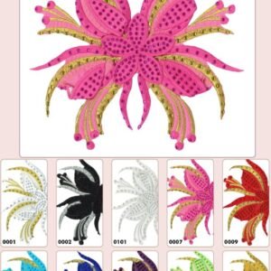 Plastron brodé thermocollant fleur exotique