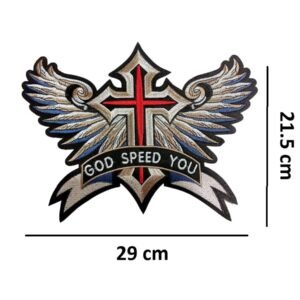 Écusson thermocollant croix ailée brodée grand format