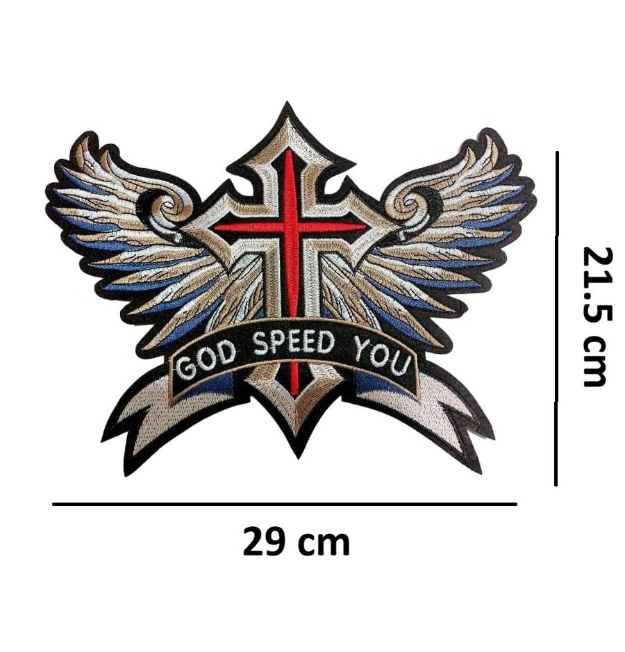 Écusson thermocollant croix ailée brodée grand format