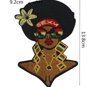 Patch thermocollant femme afro avec fleur