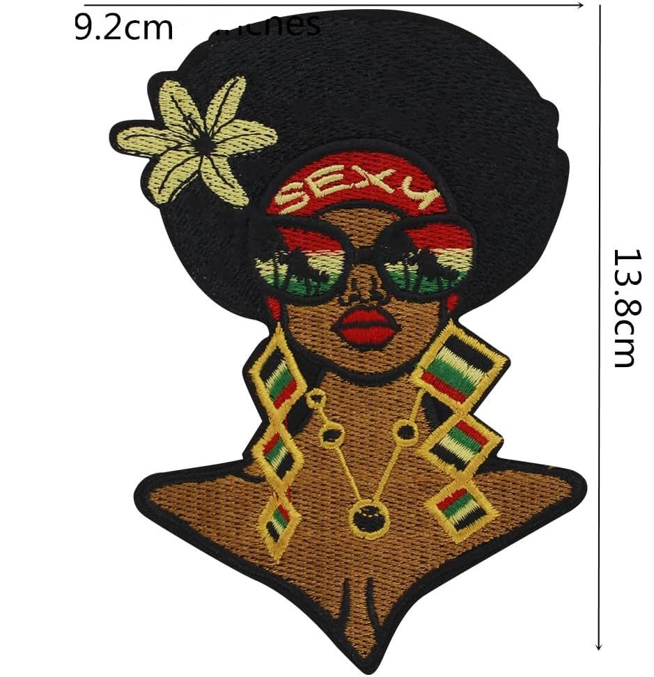 Patch thermocollant femme afro avec fleur