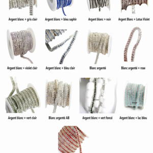 Strass au mètre fond métal argenté en Crystal véritable