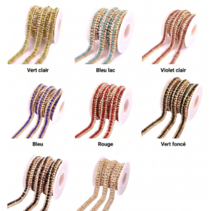 Strass au mètre fond métal doré