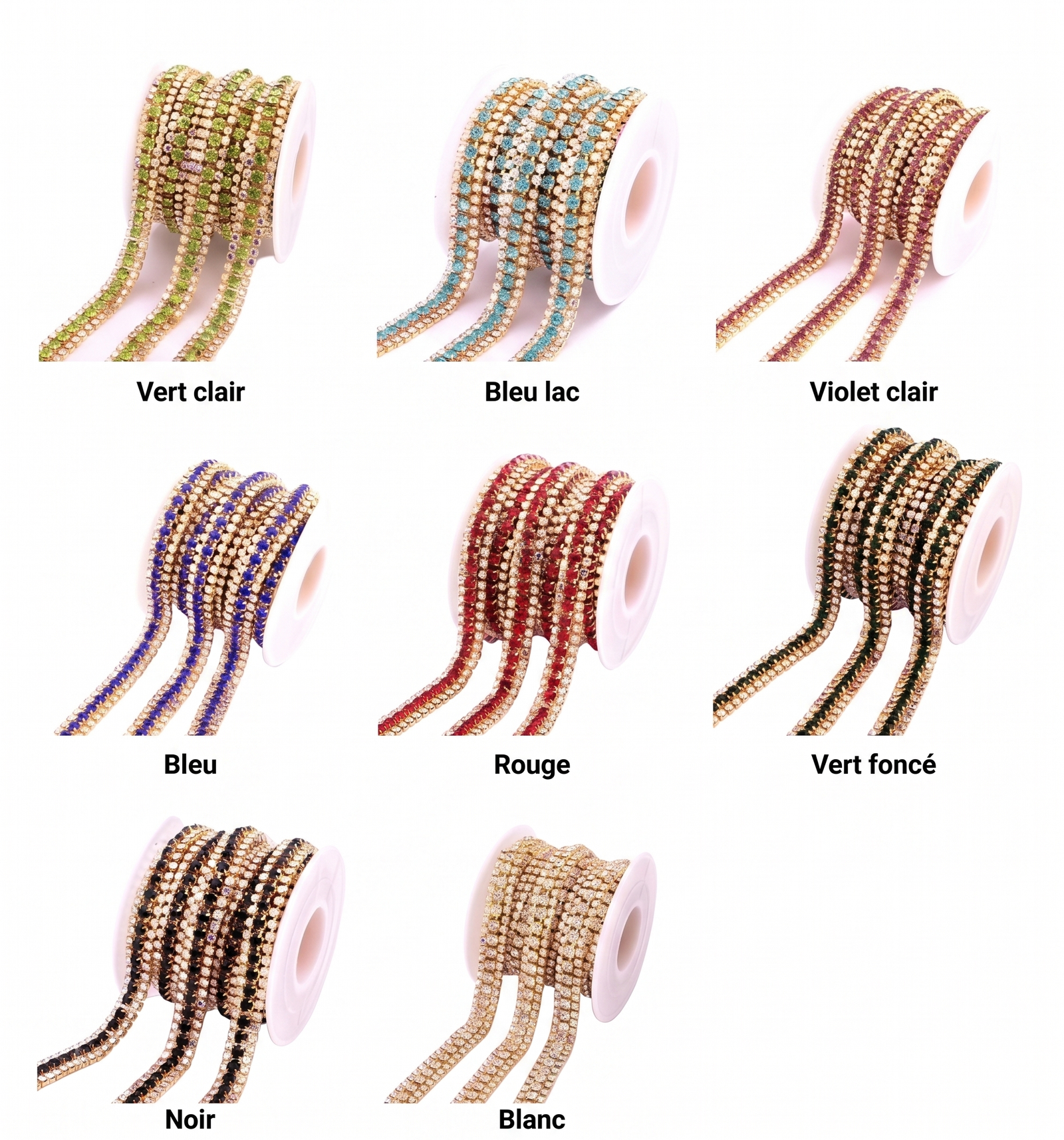 Strass au mètre fond métal doré