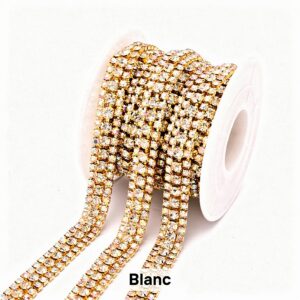 Strass au mètre fond métal doré en Crystal véritable