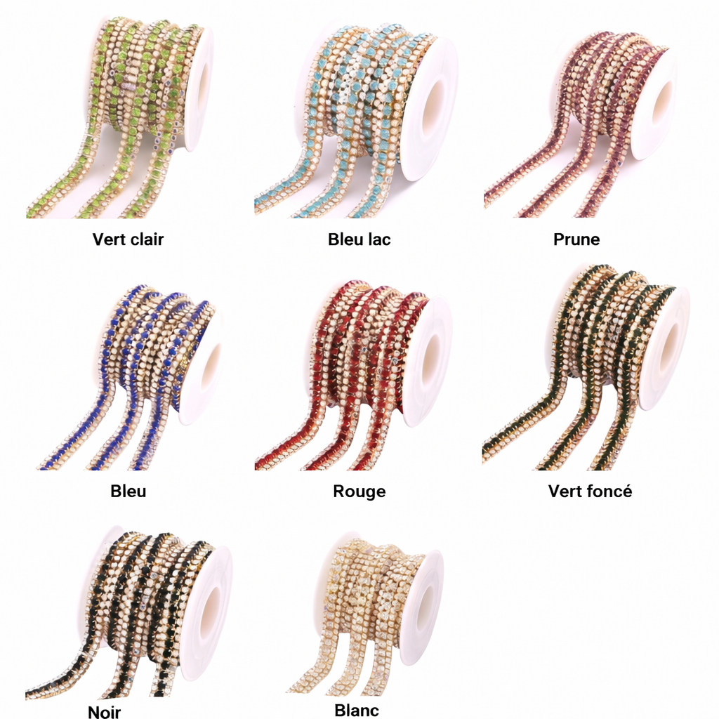 Strass au mètre fond métal doré en Crystal véritable