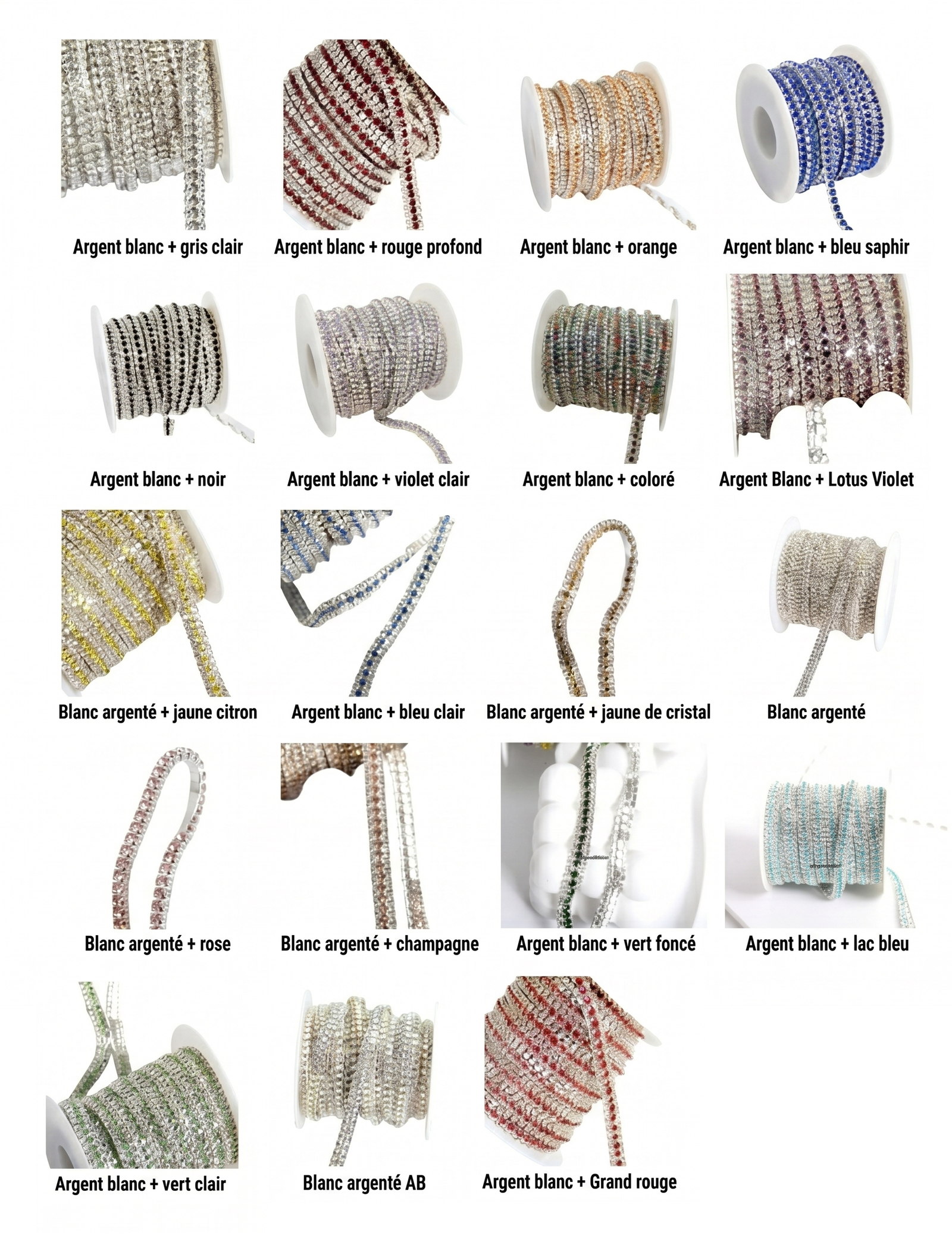 Strass au mètre fond métal argenté