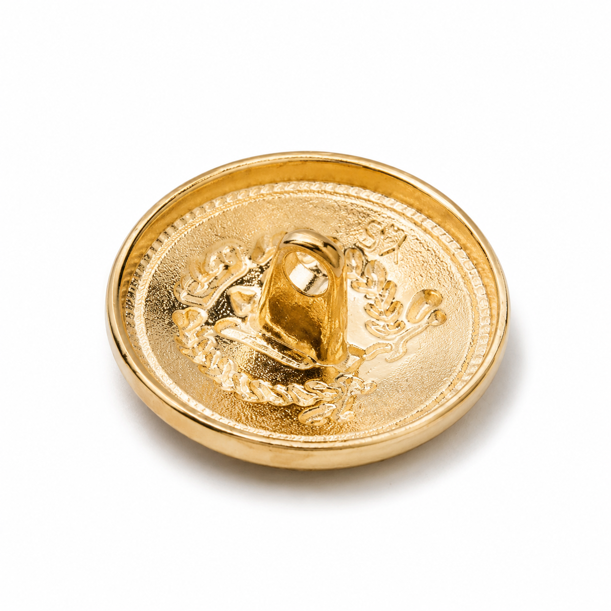 Bouton doré inoxydable à motif blason noir